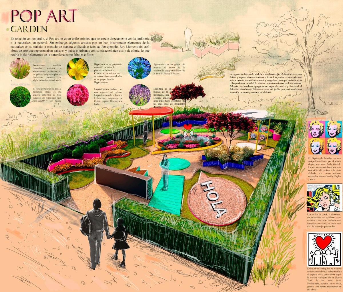 Proyecto del Pop Art Garden del Festival Internacional de Jardines de Allariz 2024.