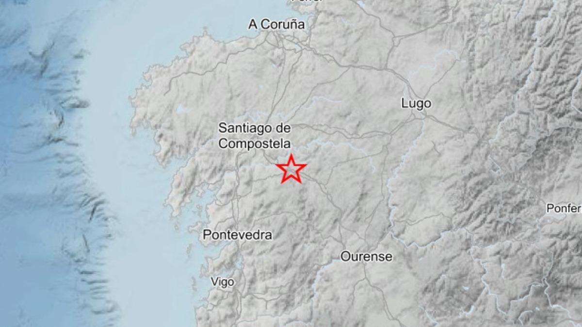 Cartografía del epicentro del seísmo, en A Bandeira (Silleda)
