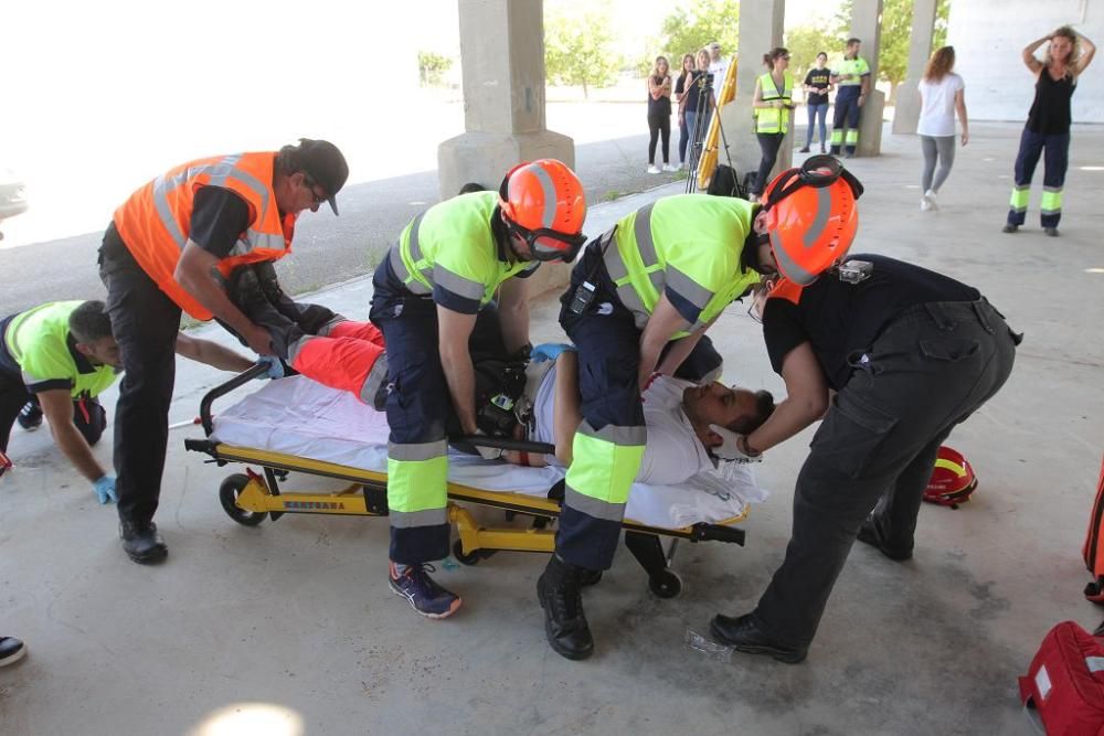 Simulacro de atropello múltiple en el campus de Cartagena de la UCAM