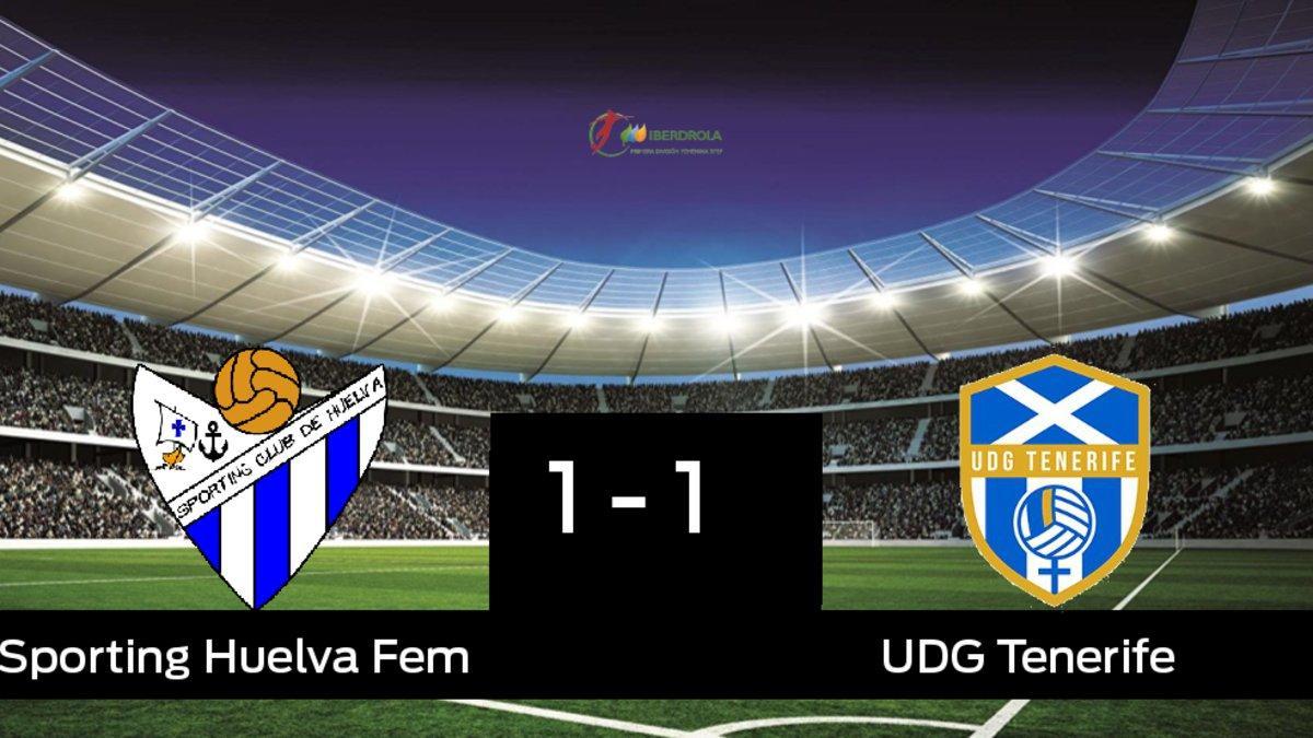 Reparto de puntos entre el Sporting Huelva y el Granadilla Tenerife Egatesa, el marcador final fue 1-1