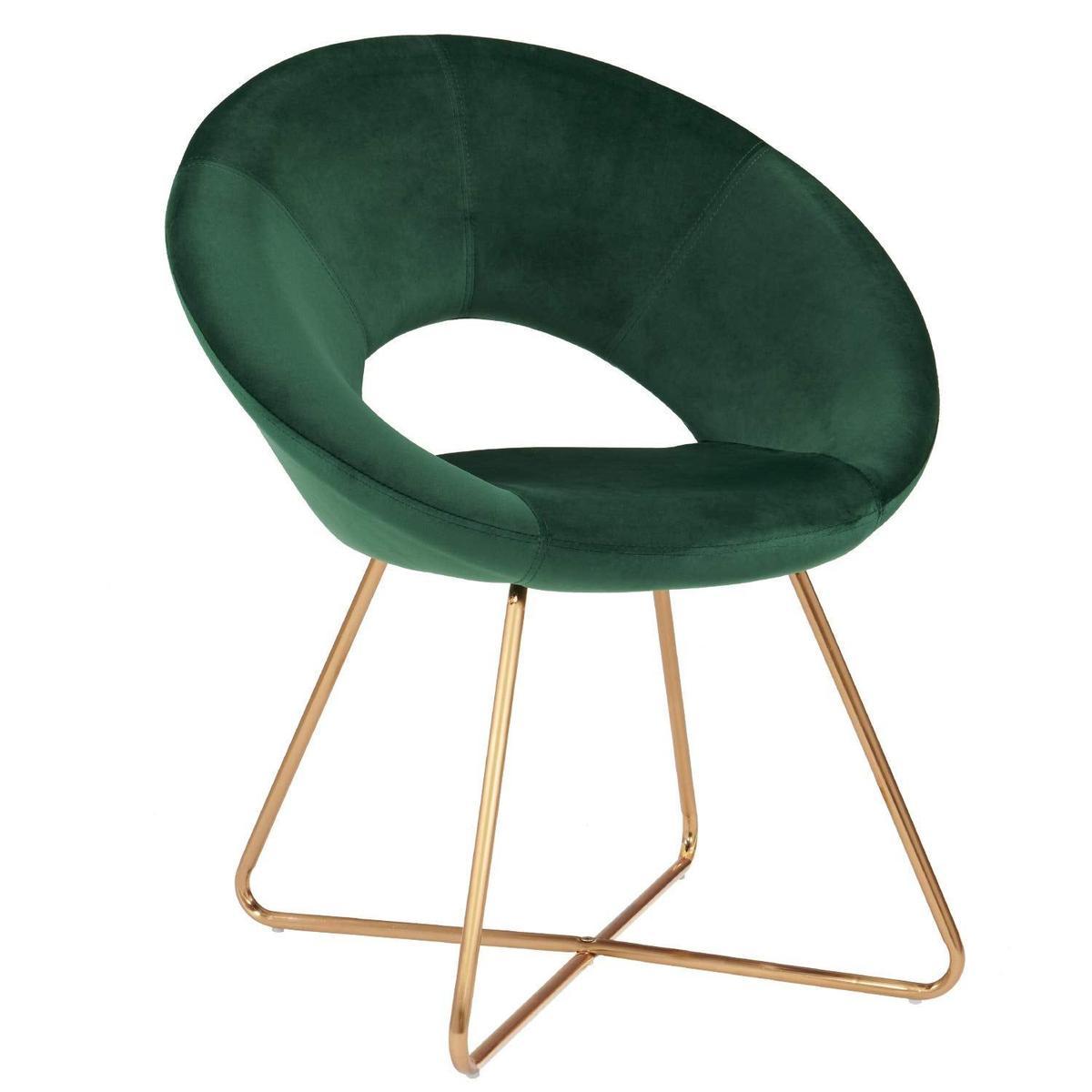 Silla tapizada de terciopelo verde (Precio: 109,90 euros)