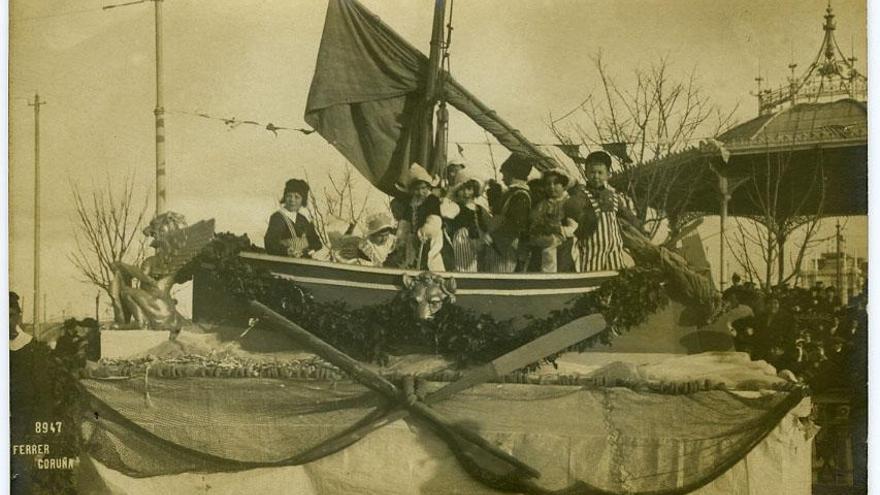 Celebración do Entroido na Coruña, no ano 1916. // RAG