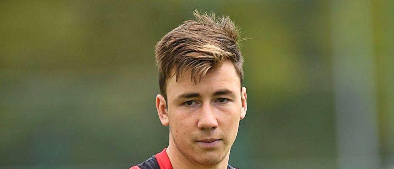 Saúl García, en un entrenamiento con el Deportivo.