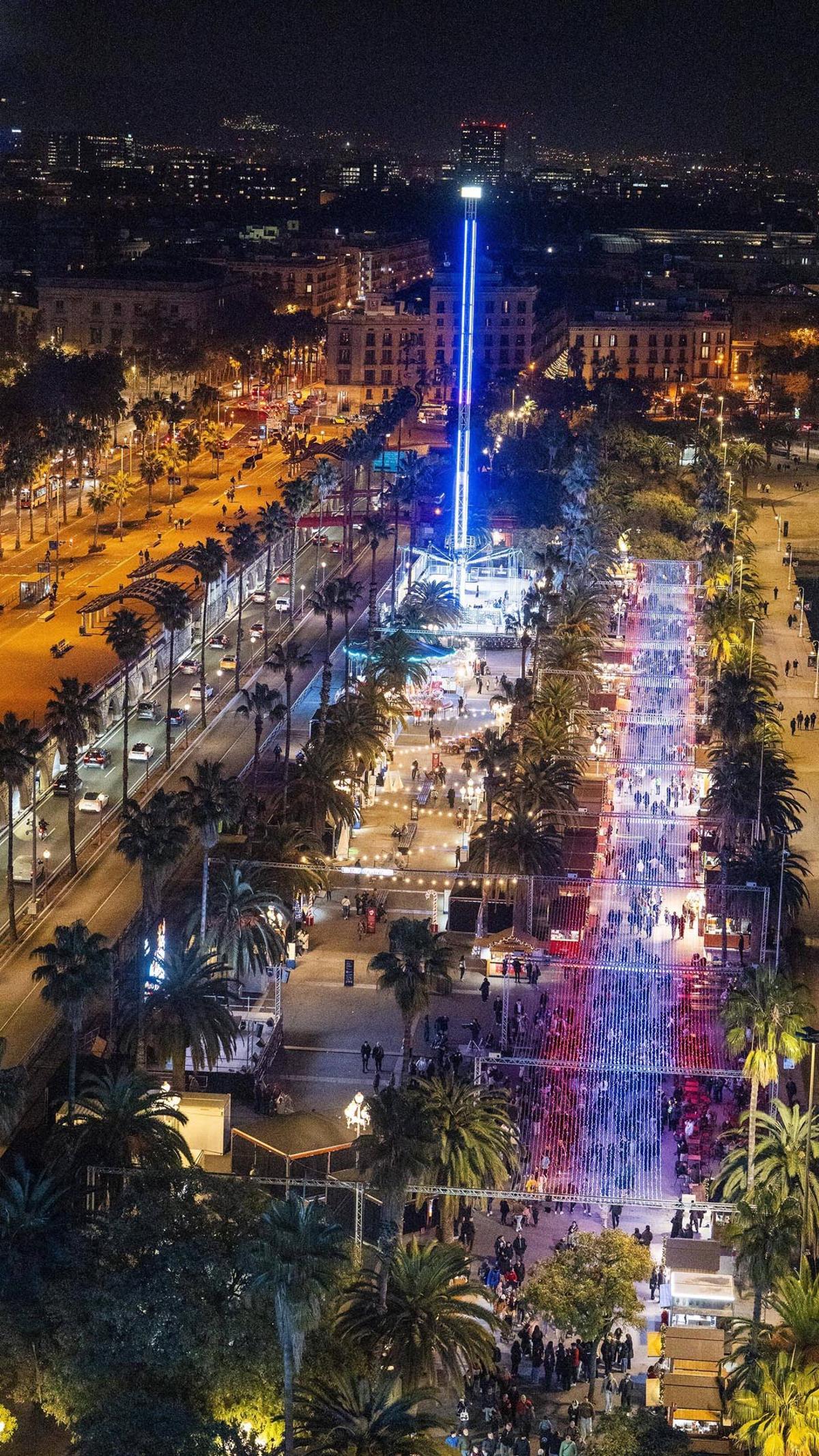 Encendido de la iluminación de Navidad en el puerto de Barcelona