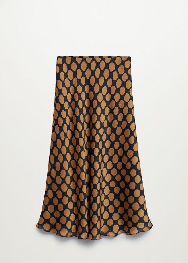 Falda midi con estampado geométrico, de Mango