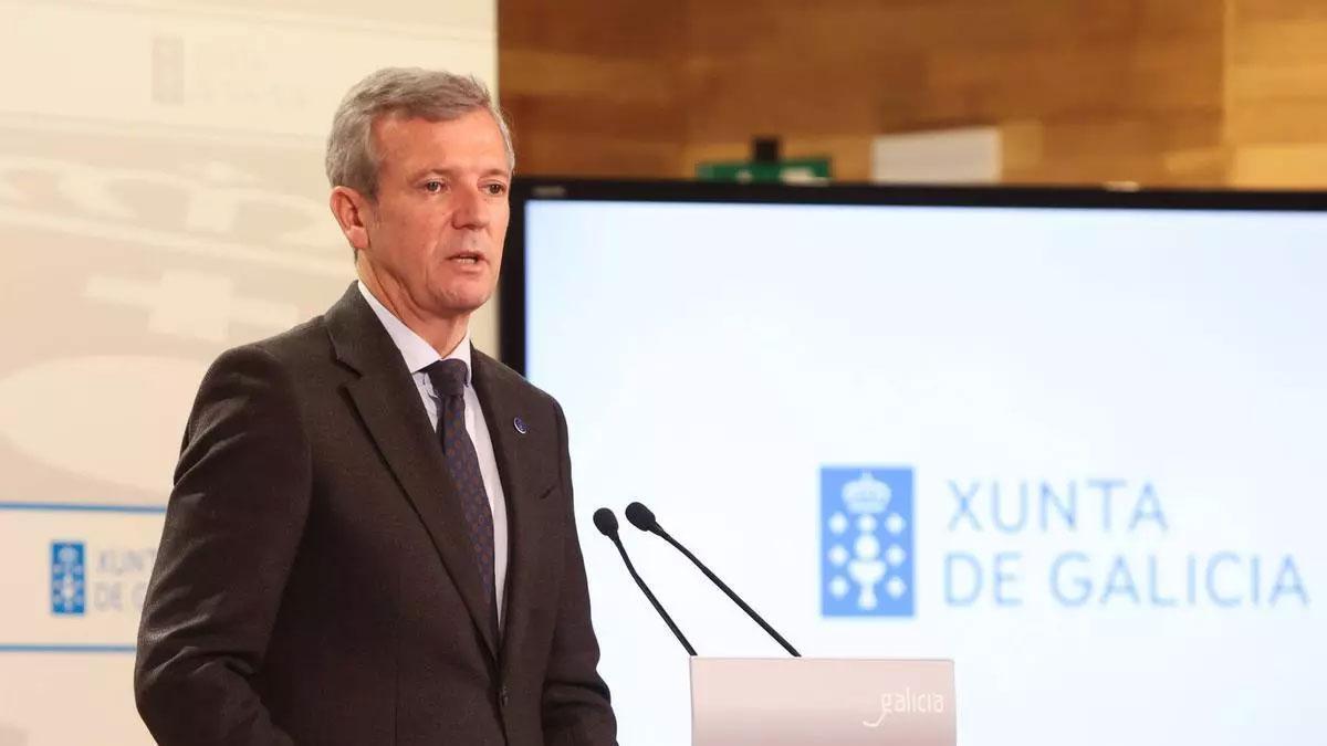 Alfonso Rueda en la rueda de prensa posterior a un Consello de Goberno.