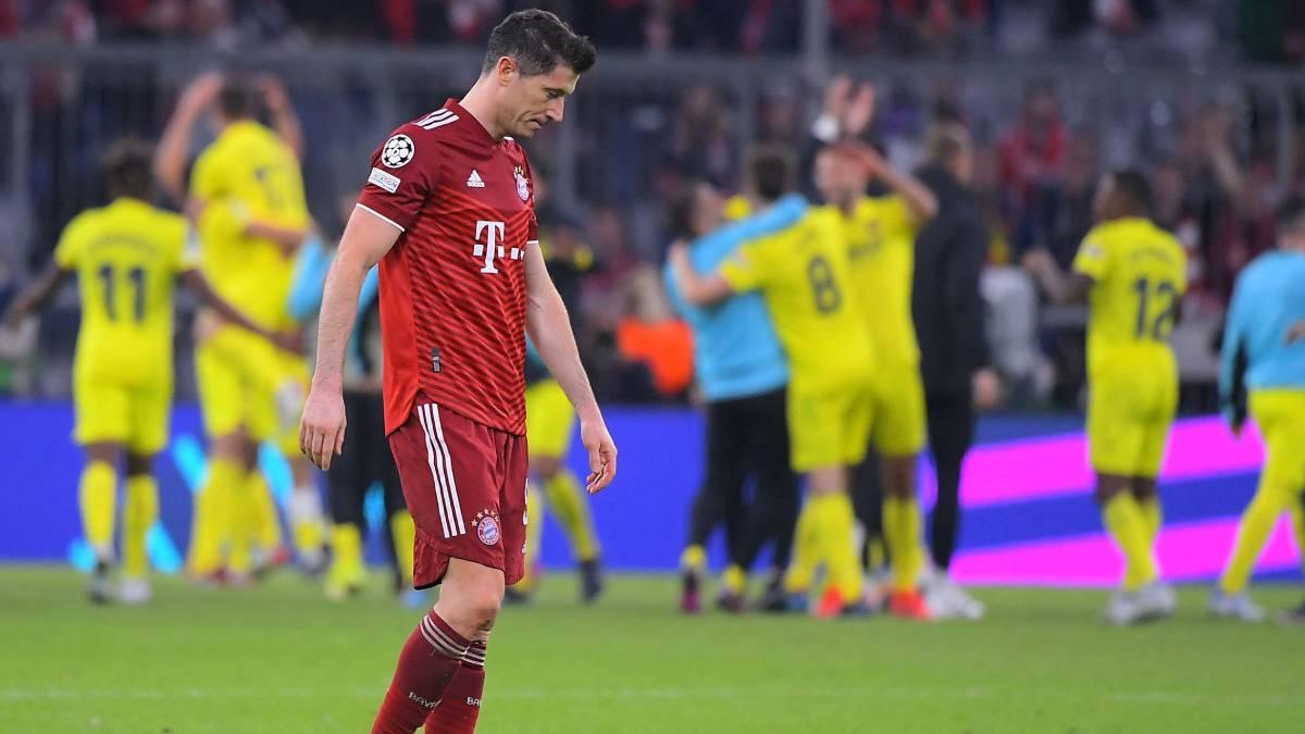 Lewandowski, abatido tras ser eliminado por el Villarreal