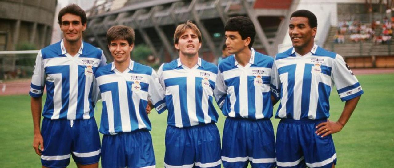 Aldana, Juanito, Nando, Bebeto y Mauro, en la presentación del equipo en agosto de 1992. |  // EFE