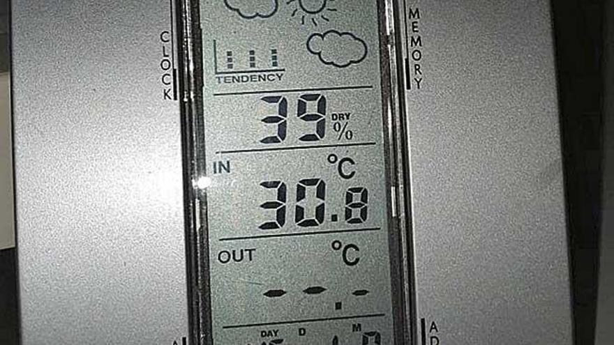 El termómetro en el interior de las oficinas ha llegado a marcar 30,8 grados.