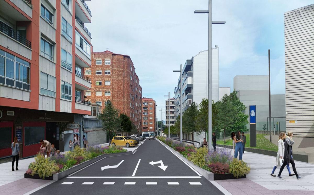 Infografía del resultado de las actuaciones en la calle Pintor Lugrís, con la rampa mecánica. |