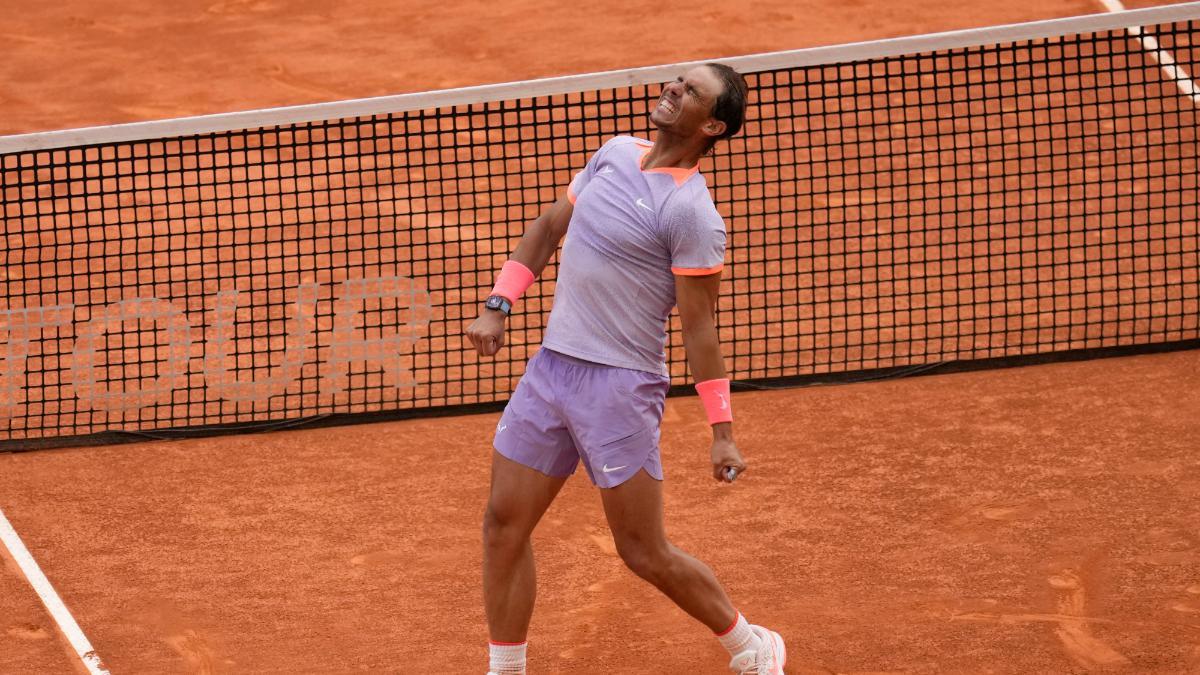 Rafa Nadal celebra su victoria ante Pedro Cachín
