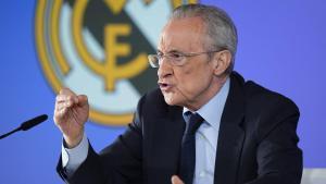 El presidente del Real Madrid, Florentino Pérez, en su rueda de prensa.