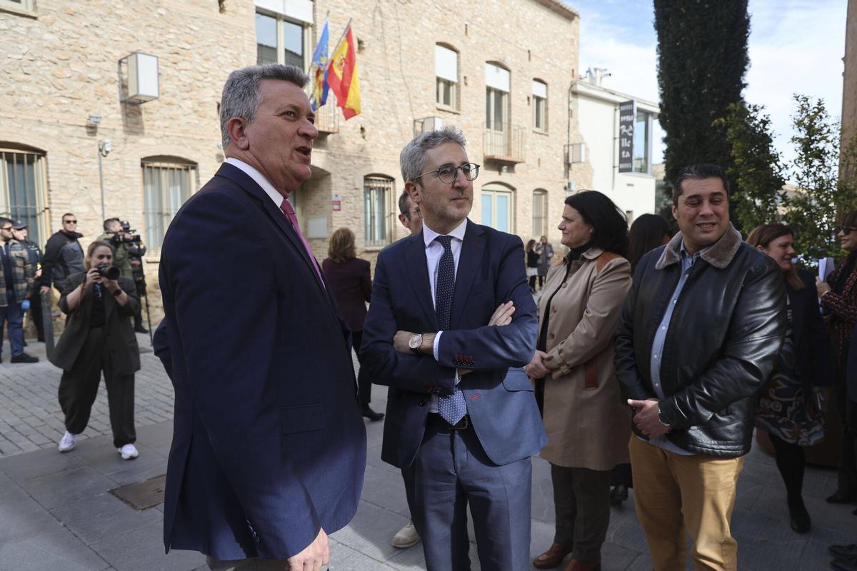 Ribarroja VLC Comisión mixta de la Dana en el Castillo de Ribarroja. Acuden: Ministro Ángel Víctor Torres y Pérez Llorca