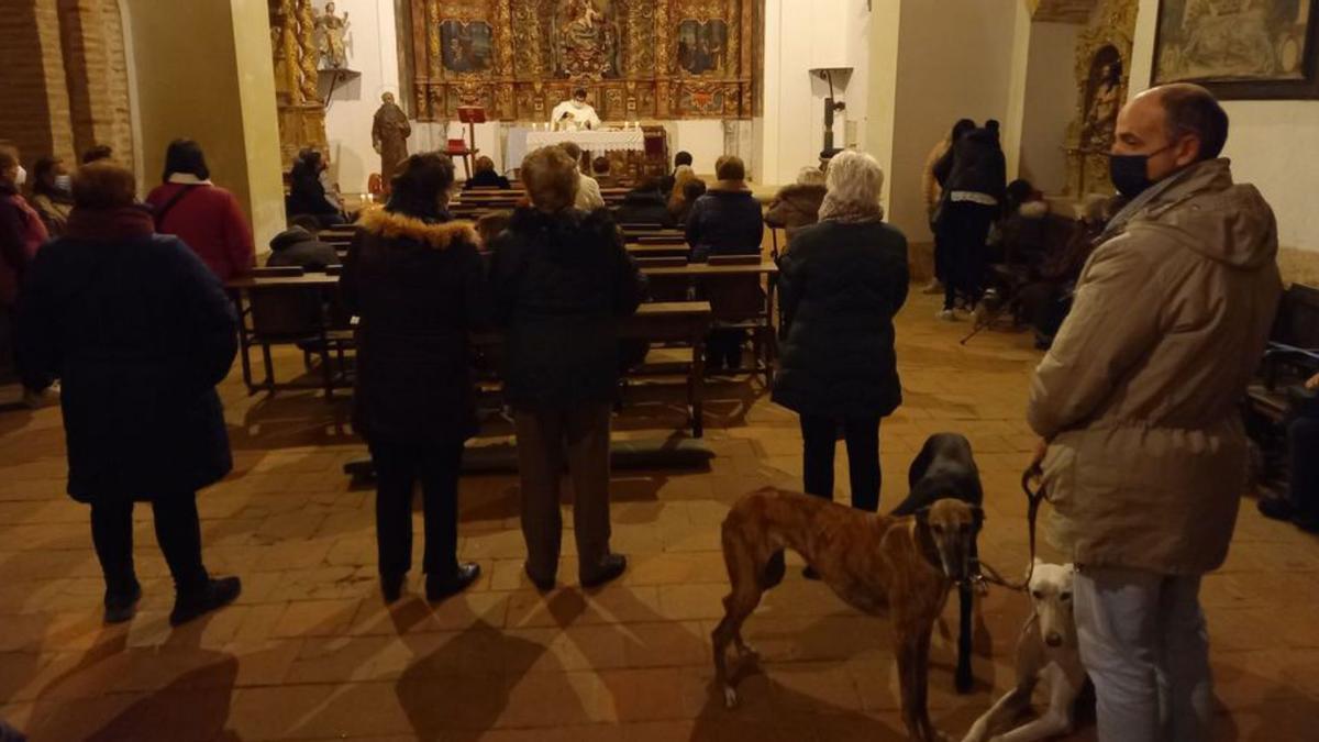 Toresanos, acompañados por sus mascotas, en la eucaristía oficiada en Arbas