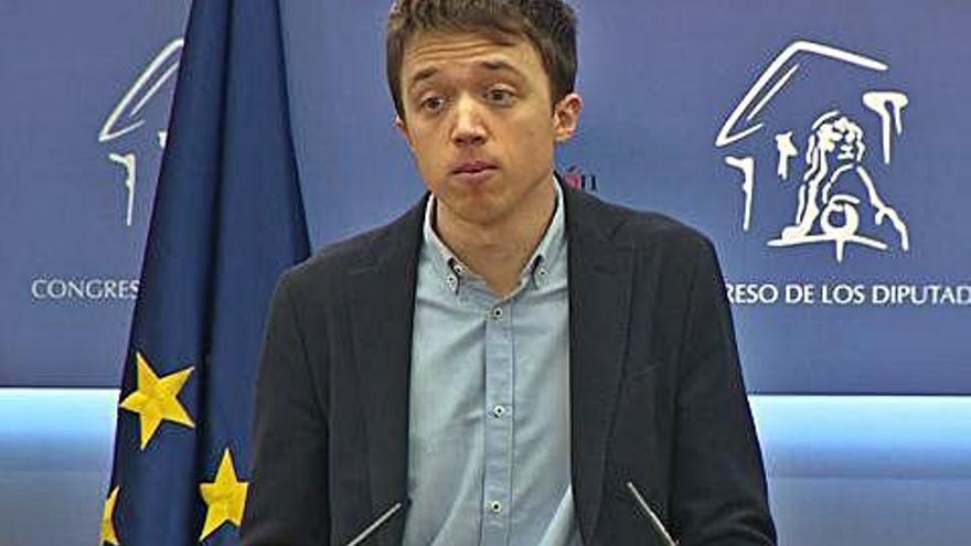 Errejón, en roda de premsa ahir, al Congrés dels Diputats