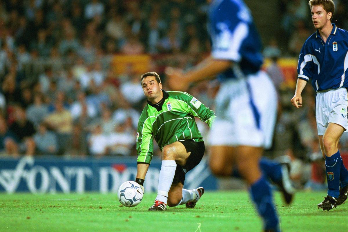 Esteban Suárez, durante un partido con su querido Oviedo