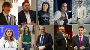 Carles Puigdemont, Oriol Junqueras, Anna Gabriel, Ada Colau, Jordi Sànchez, Marta Pascal, Inés Arrimadas, Miquel Iceta, Lluís Rabell y Xavier García Albiol.