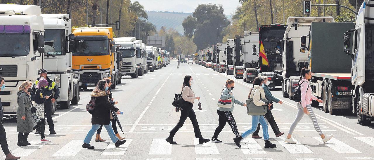 Protesta de camioneros en la pasada primavera.