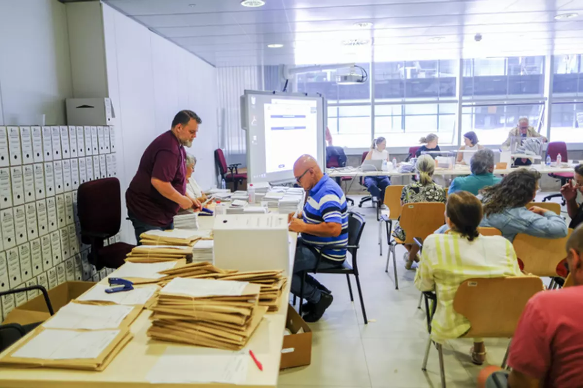Recuento del voto emigrante del 23J en la Junta Electoral de Las Palmas