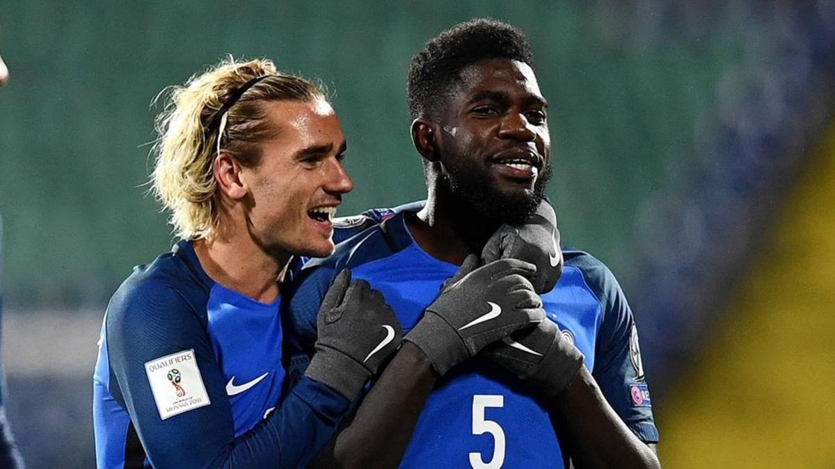 Umtiti y Griezmann celebran la importante victoria