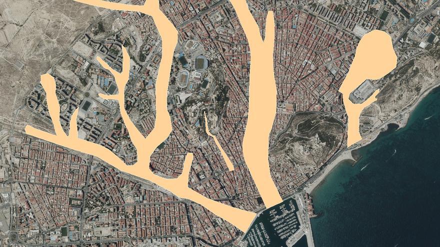 Zonas de Alicante con riesgo geomorfológico según el Patricova de la Generalitat Valenciana. / INFORMACIÓN