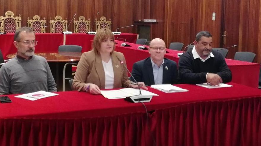 Casellas, Lladó, Amiel i Castellón (d&#039;esquerra a dreta) durant la presentació del PAM aquest matí.