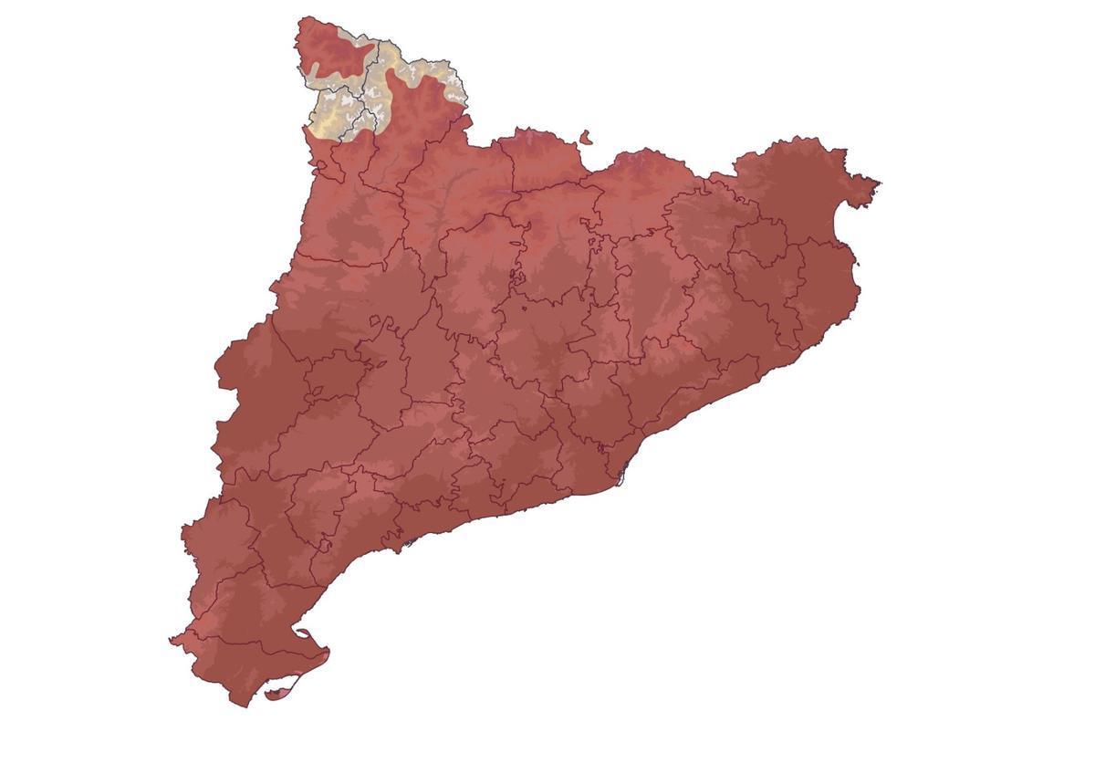 Distribución de la culebra viperina en Catalunya.