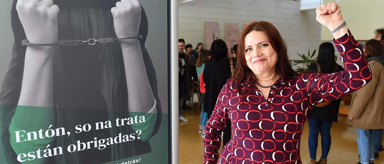 Adriana Cardozo, víctima de trata, en la Facultad de Sociología de A Coruña. VÍCTOR ECHAVE