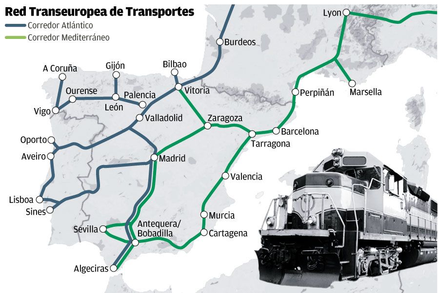 Mapa de la Red Transeuropea de Transportes.