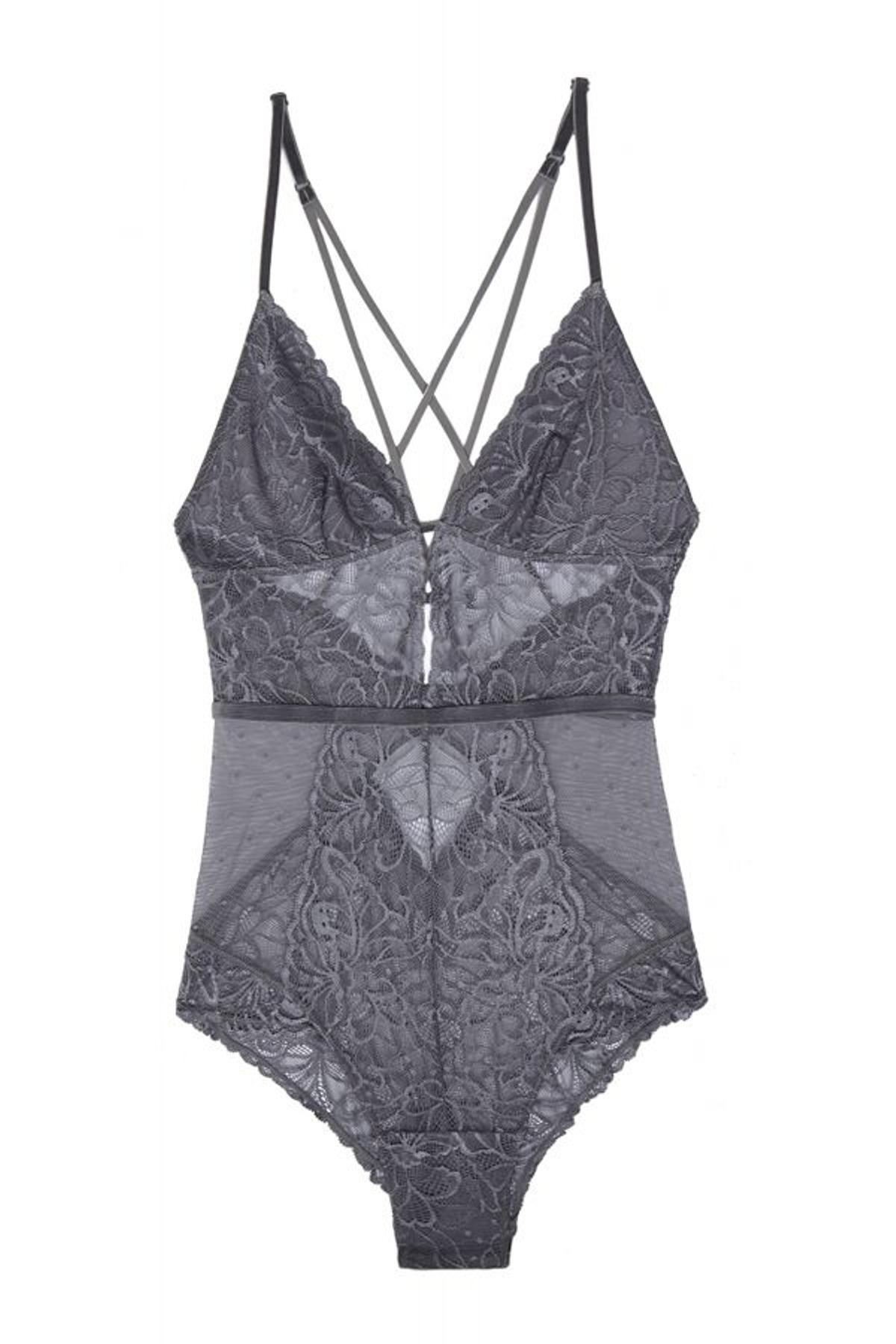 Navidad lencera: body de encaje grey de Oysho