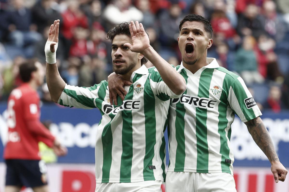 Abde celebra su gol en el Osasuna-Betis en El Sadar de la jornada 31 de LaLiga