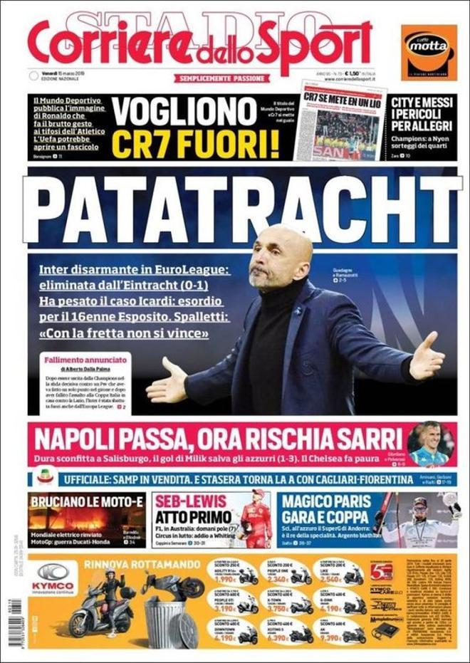 Portada del Corriere Dello Sport del 15 de marzo de 2019