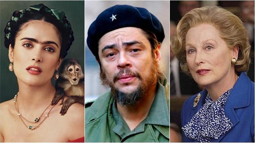 Salma Hayek, Benicio Del Toro y Meryl Streep, caracterizados.