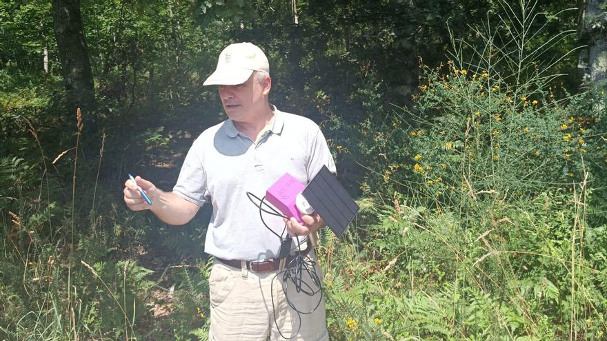 Pruebas de sensórica de control ambiental de una franja contraincendios en un monte de Poio (Pontevedra).