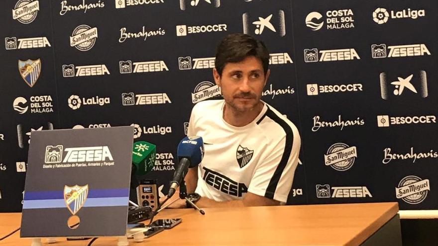 Víctor Sánchez del Amo, en la sala de prensa del estadio Ciudad de Málaga.