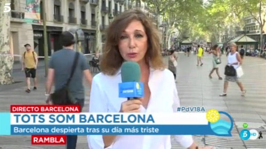 Ana Rosa Quintana retransmitiendo desde Barcelona.