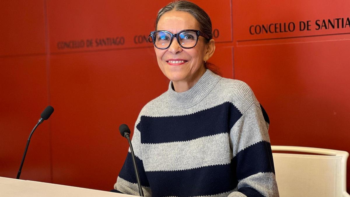 Mercedes Rosón, na sala de prensa de Raxoi