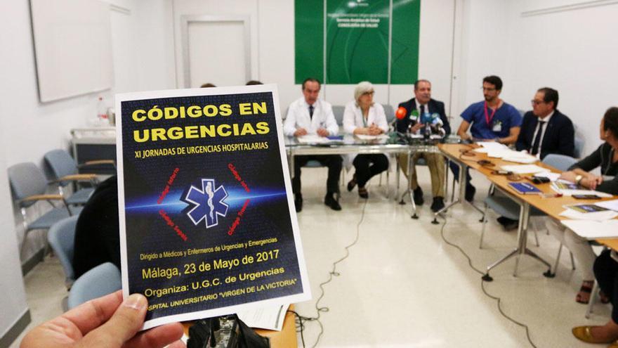 Cartel de las jornadas, en la rueda de prensa de emergencias.