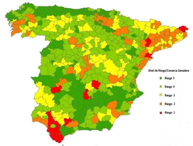 Niveles de riesgo por comarcas.