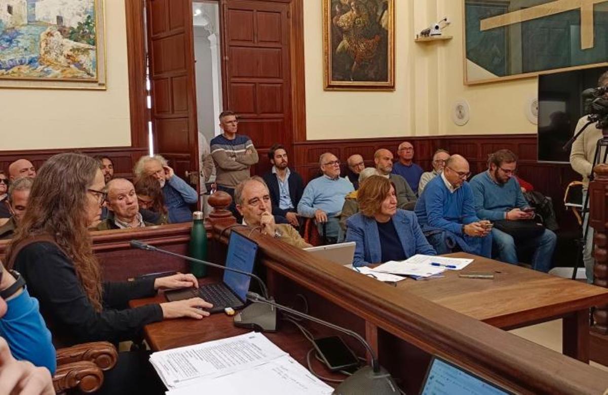 Una imagen del público que ha acudido al pleno de Alcúdia. A la izquierda, en primer plano, Maria Ramos, la regidora de Unides Podem que ha presentado la moción aprobada.