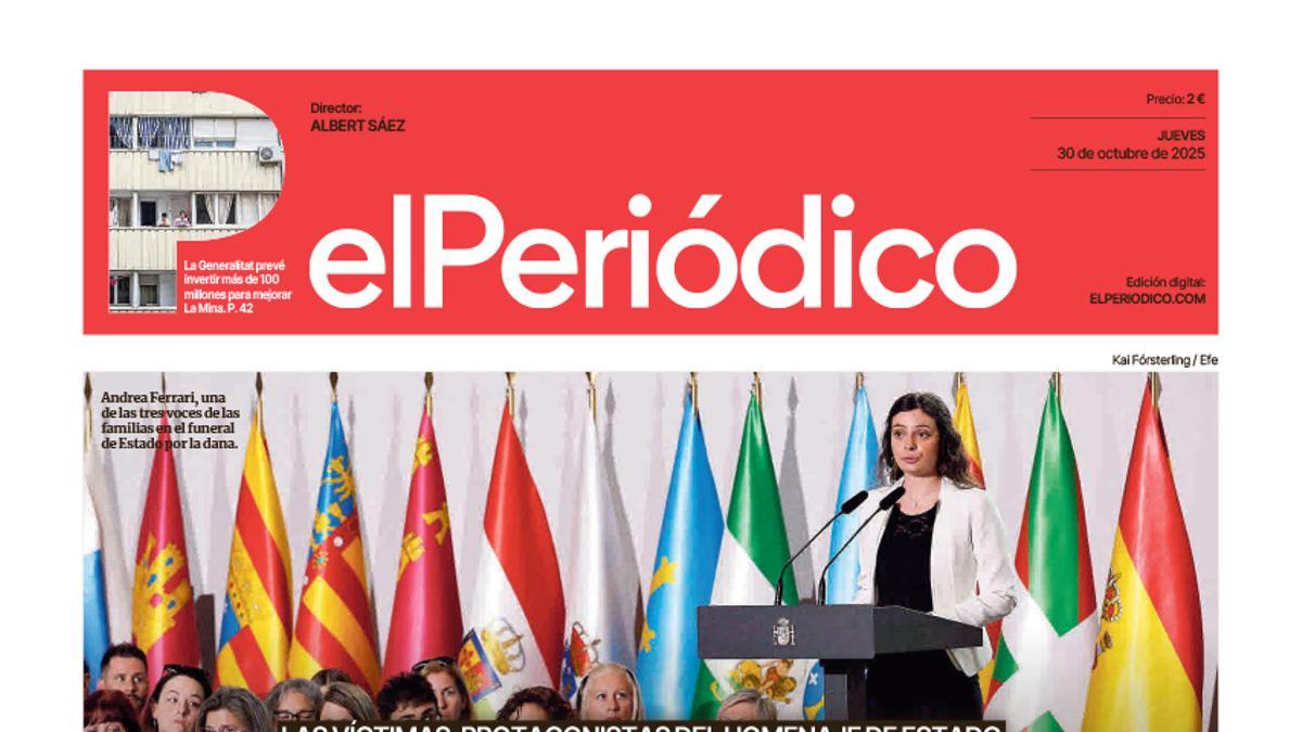 La portada de EL PERIÓDICO del 30 de octubre de 2025