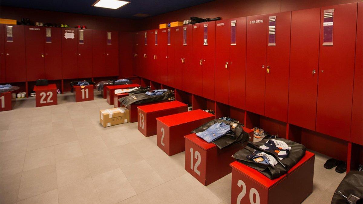 Imagen de archivo del vestuario del FC Barcelona en el Camp Nou