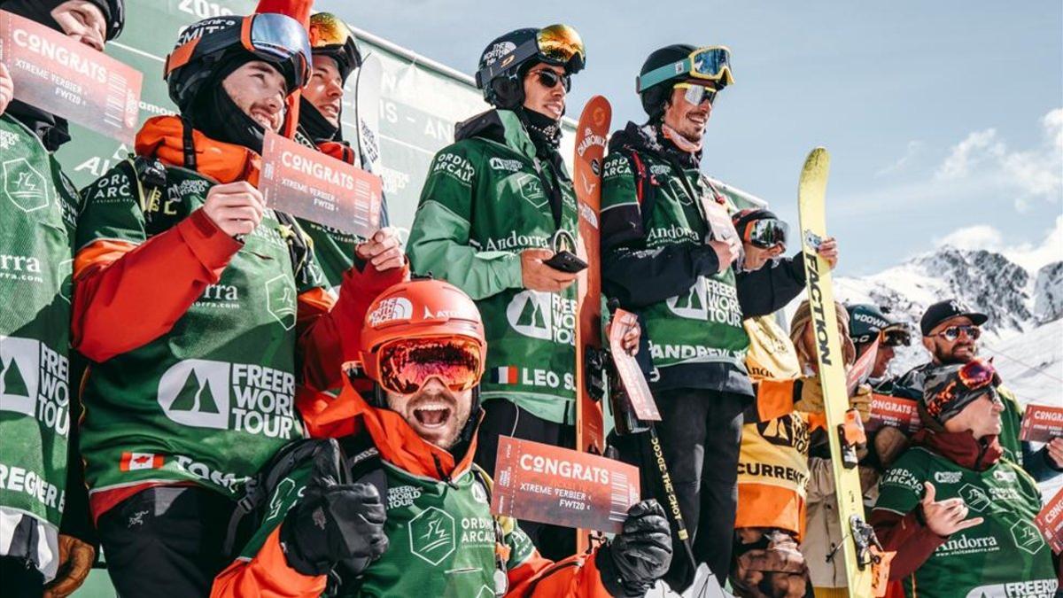 Podium de todos los riders del Ordino Arcalís de Freeride World Tour