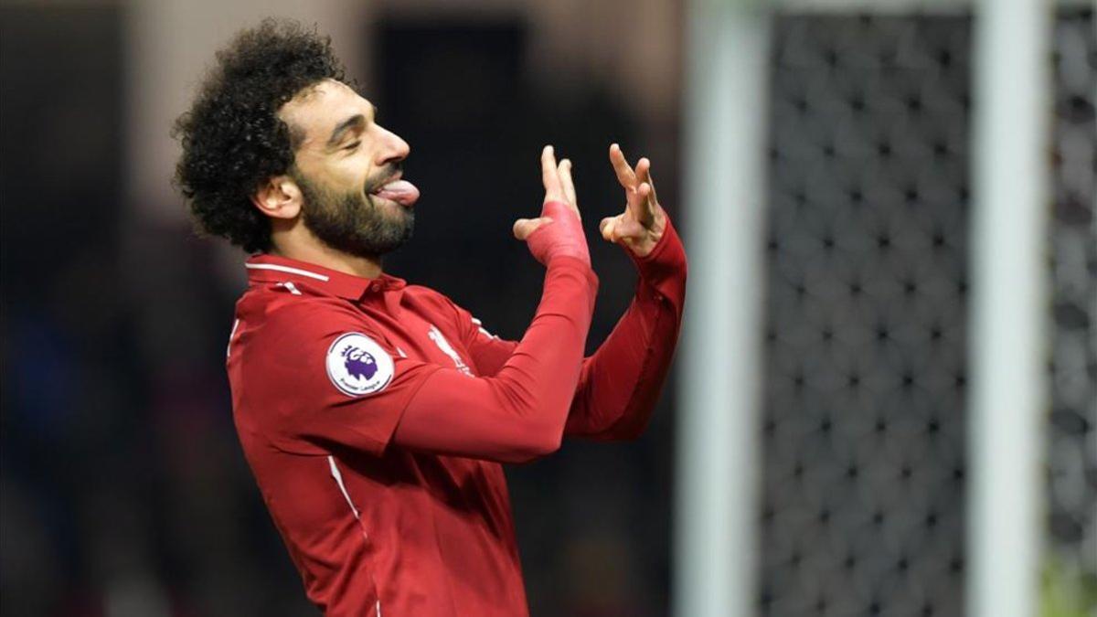 Salah celebró el gol que abría el triunfo