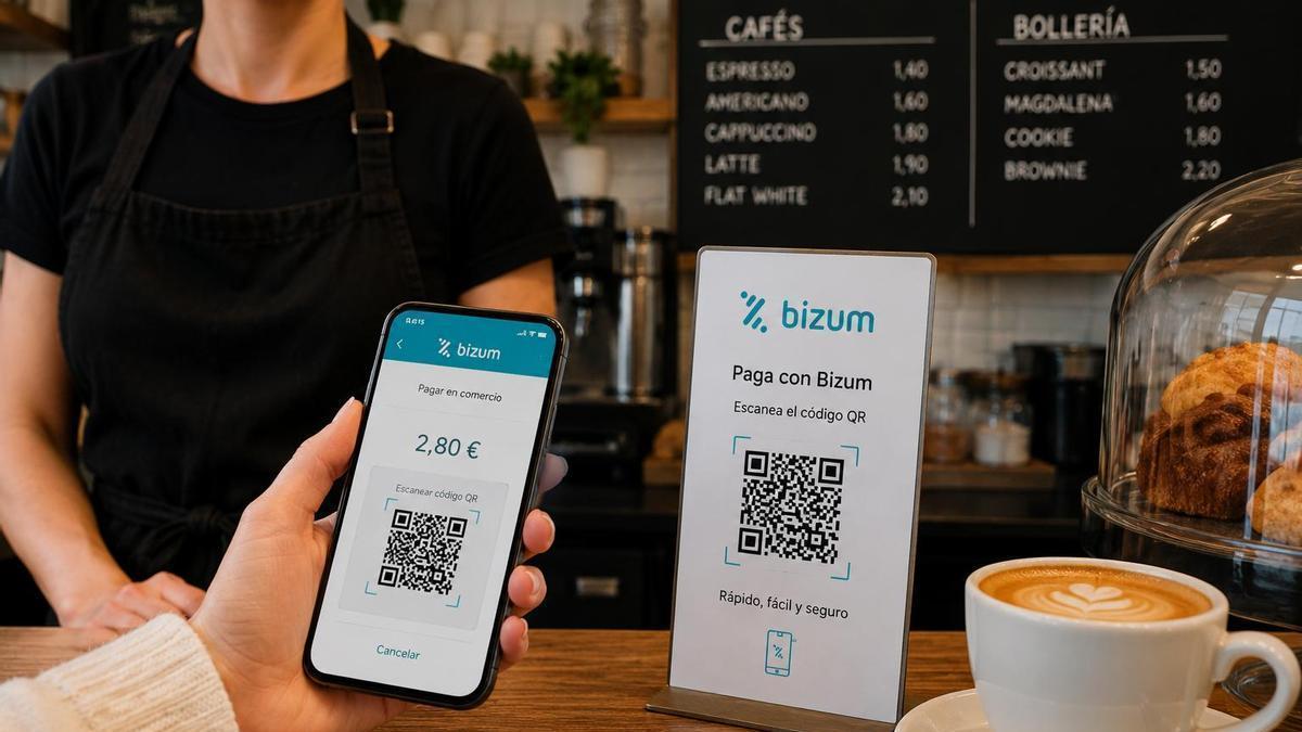 Pago de Bizum en una cafetería.