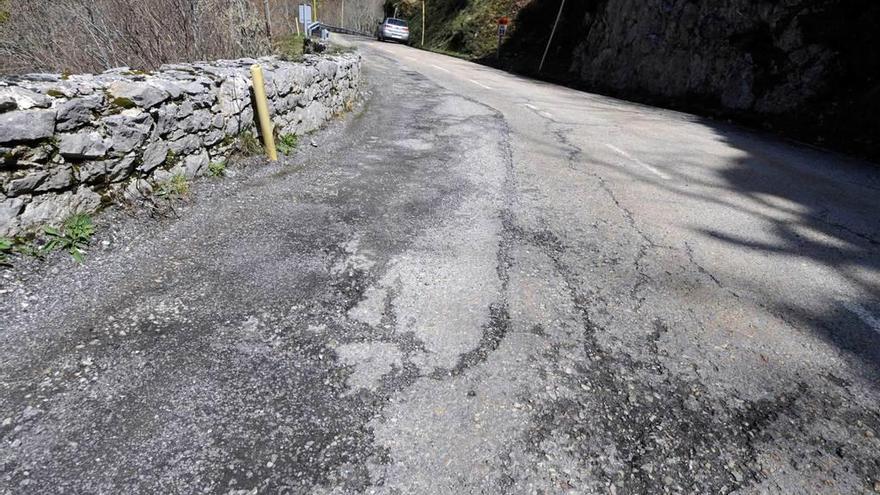 La carretera que comunica Campo de Caso con Tarna.