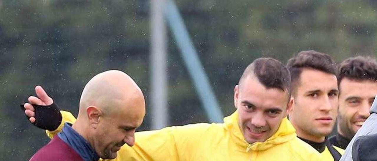 Iago Aspas, durante el entrenamiento de ayer. // Marta G.Brea