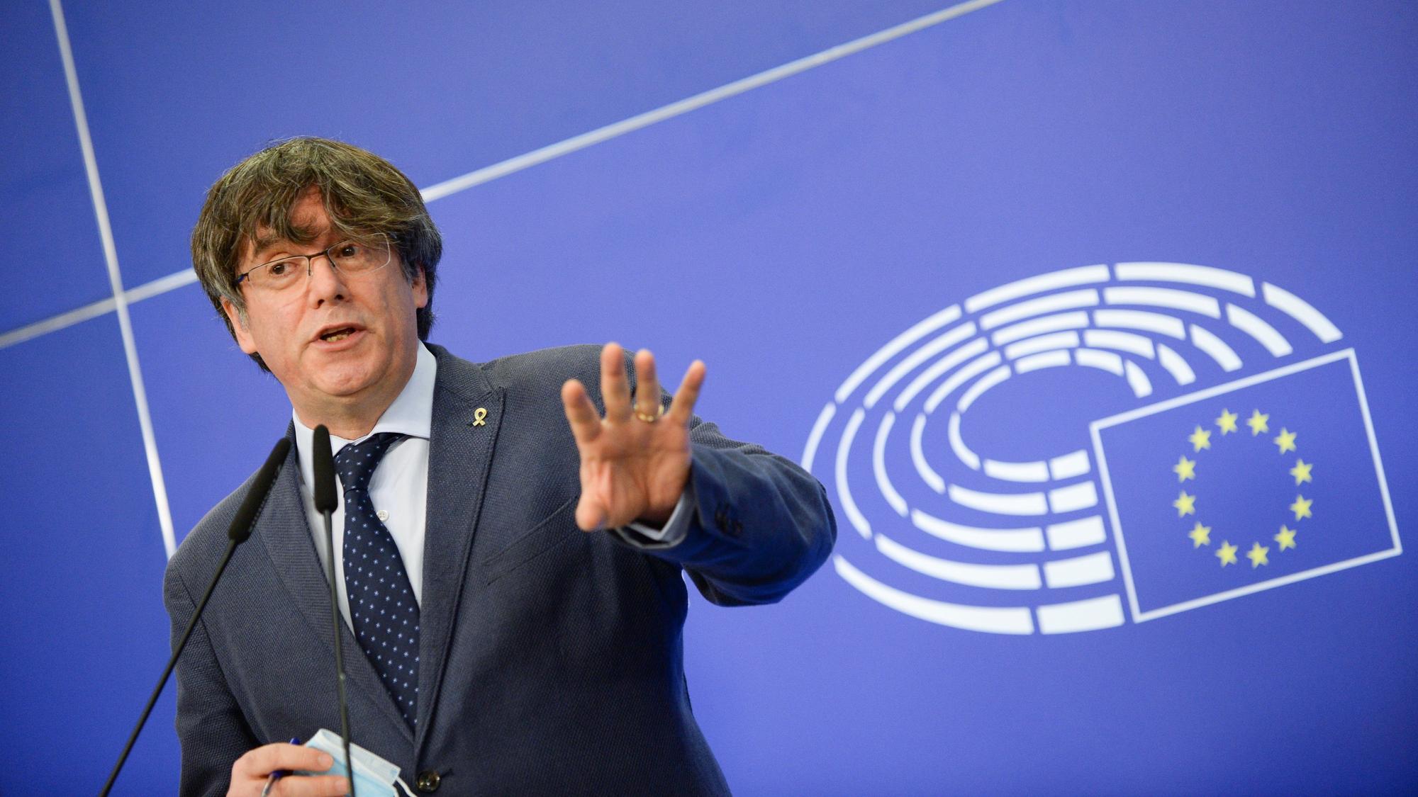 Puigdemont, el pasado 24 de febrero, en el Parlamento Europeo