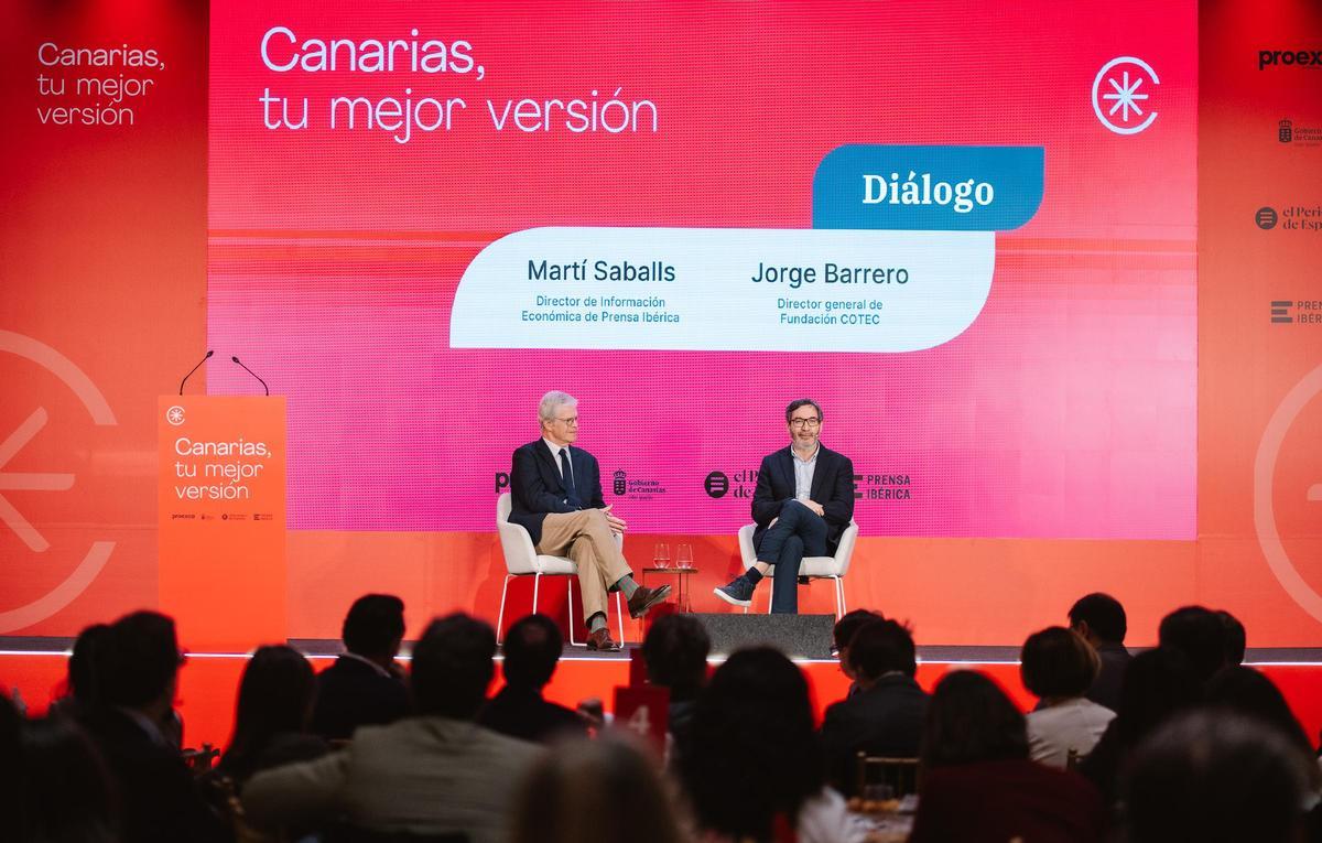 El director de Información Económica de Prensa Ibérica, Martí Saballs, en el diálogo con Jorge Barrero, director general de Fundación COTEC. El director de Información Económica de Prensa Ibérica, Martí Saballs, en el diálogo con Jorge Barrero, director general de Fundación COTEC.