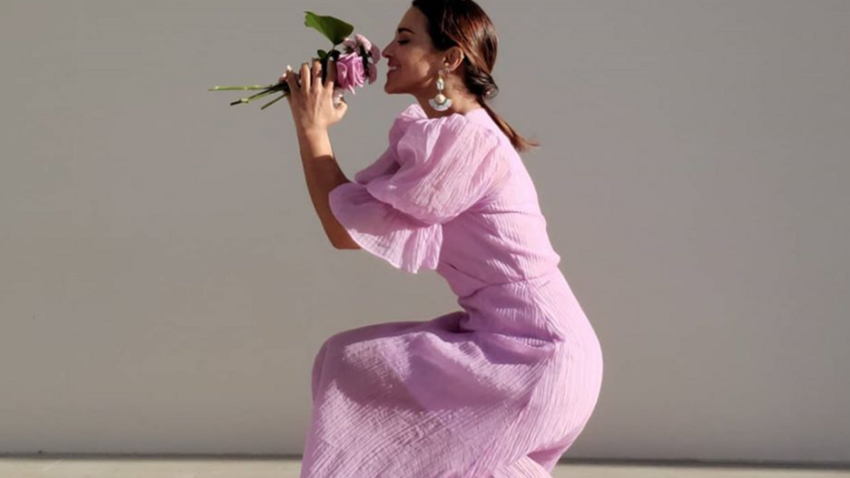 Paula Echevarría con vestido de la colección sostenible de H&amp;M